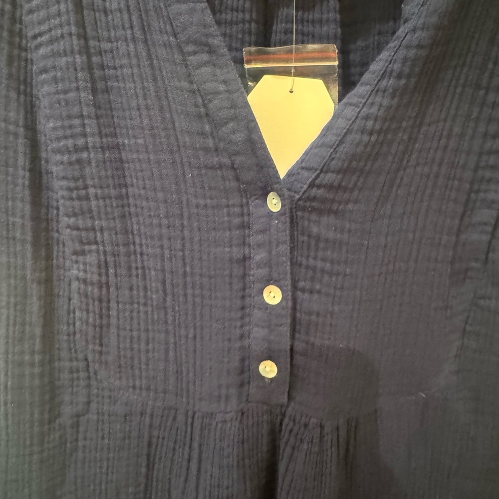 Wonderly 100% cotton navy dress from India. Size L. Super soft! NWT. - Picture 9 of 11